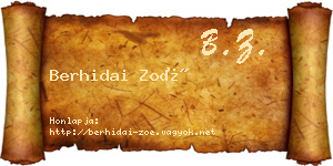 Berhidai Zoé névjegykártya